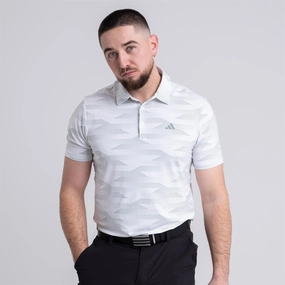 Ultimate365 Speed Stripe Polo White/Silver Green Adidas men's athletic apparel