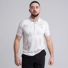 Ultimate365 Tour Printed Polo Beige/White Adidas men's athletic apparel