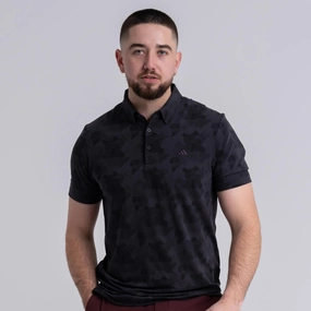 Ultimate365 Tour Printed Polo Black/Grey Adidas men's athletic apparel