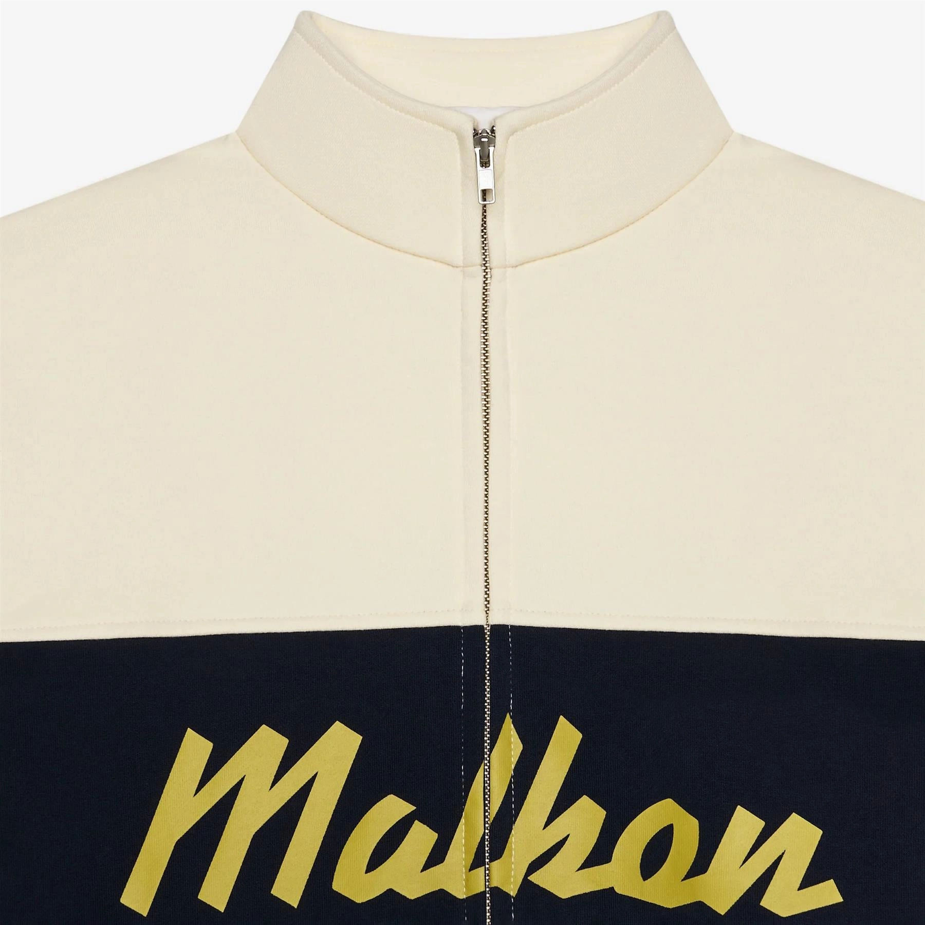 University Double Zip Mid Layer Cream Malbon Men's Golf Lifestyle Wear