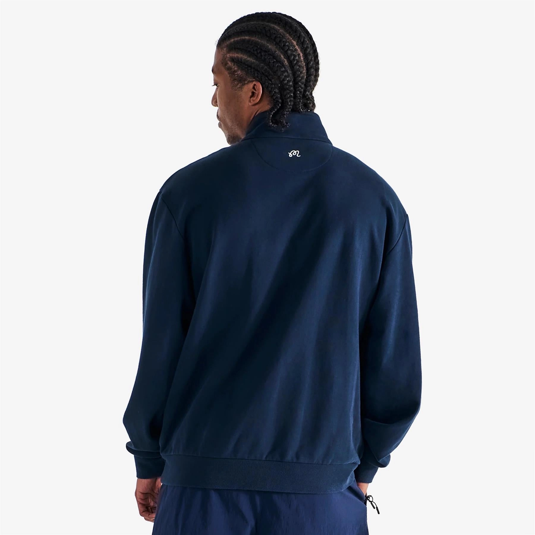 University Double Zip Mid Layer Navy Malbon Men's Golf Lifestyle Wear