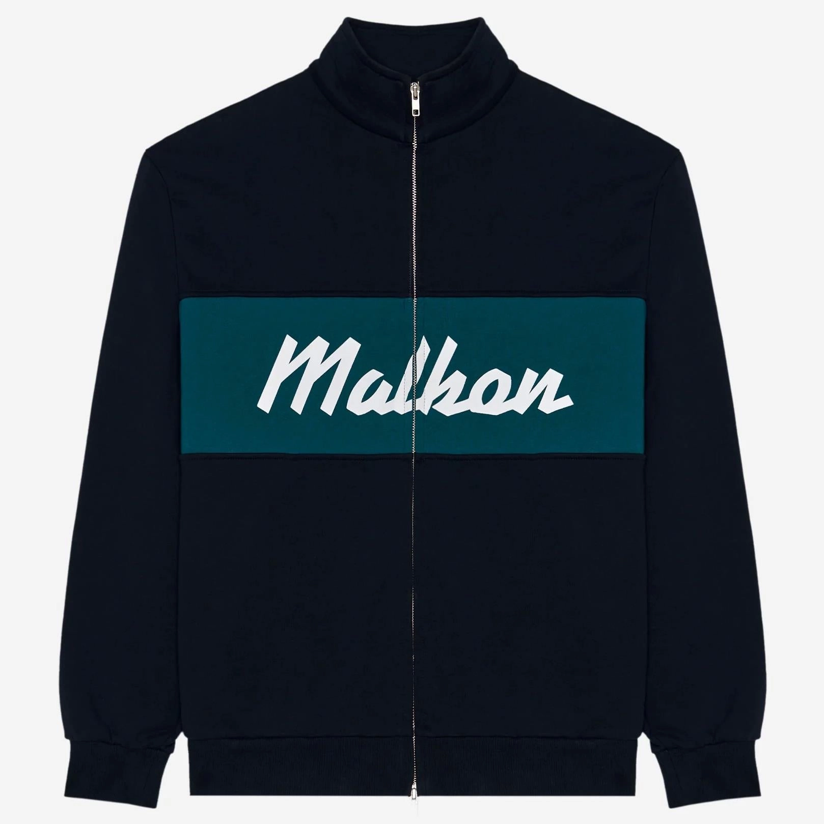 University Double Zip Mid Layer Navy Malbon Men's Golf Lifestyle Wear