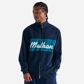 University Double Zip Mid Layer Navy Malbon mens golf lifestyle wear