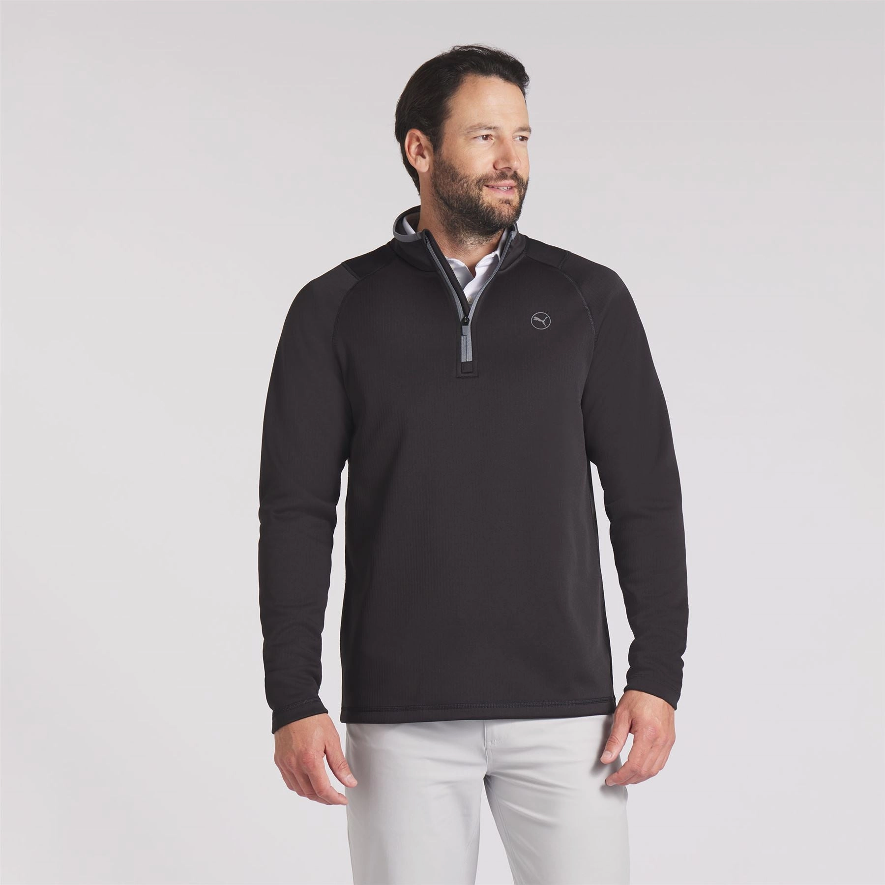 Waffle Fleece Quarter Zip Mid Puma Black Puma men's athletic clothing