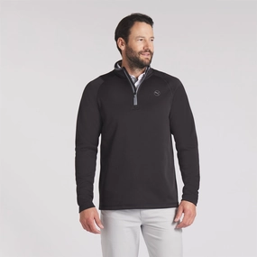 Waffle Fleece Quarter Zip Mid Puma Black Puma men's athletic clothing