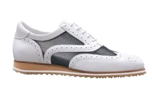 Walter Genuin Brogue Net Golf Shoe in WHITE TITAMIUM women's classic golf shoes