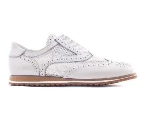 Walter Genuin Brogue Net Golf Shoe in WHITE women's classic golf shoes