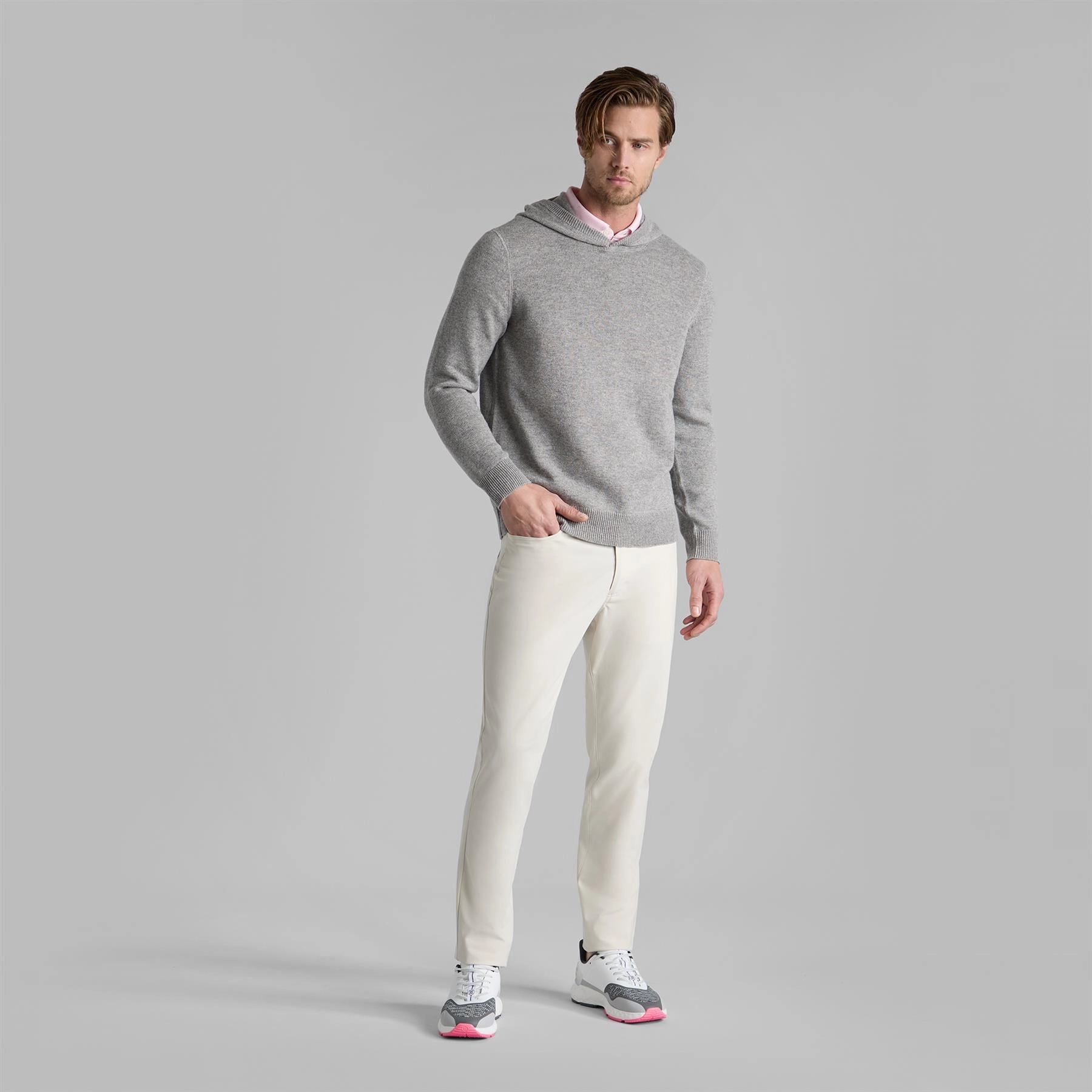 Washable Cashmere Hoodie Nimbus Melange Grey G/Fore men's golf fashion