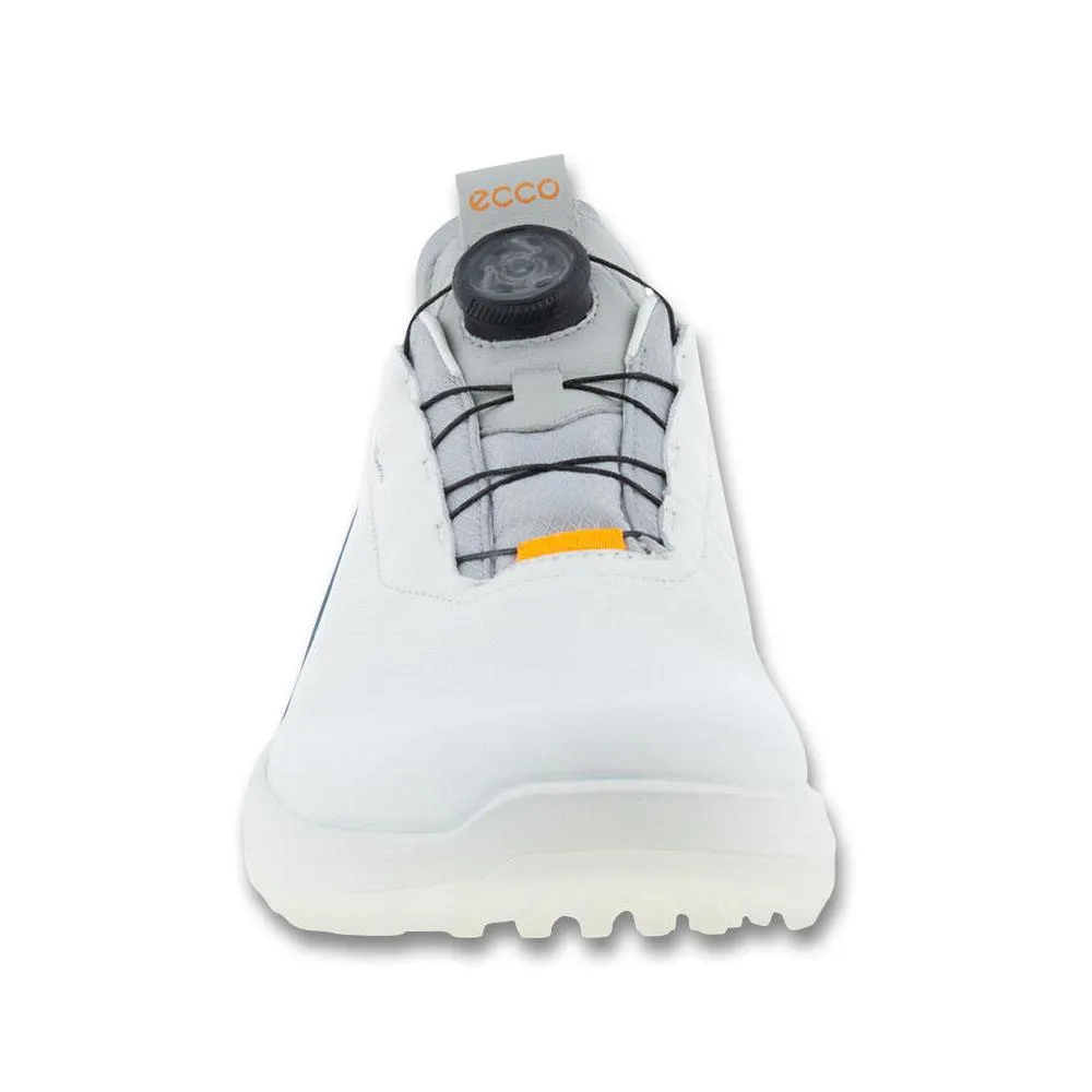 High Top Sneakers, Responsive Cushioning Shoes ECCO BIOM H4 BOA Spikeless Golf Shoes White/Retro Blue - SS23 Men