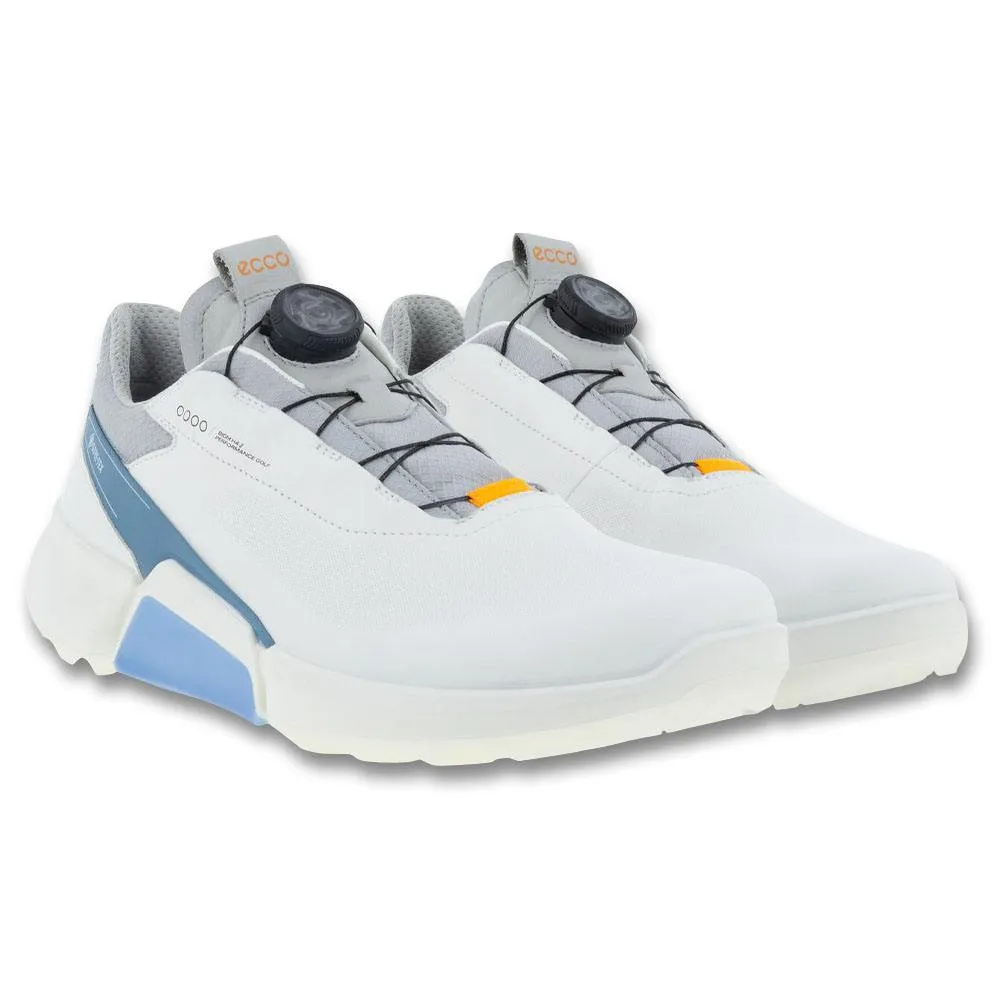 Modern Slip-On Sneakers, Impact Absorbing Shoes ECCO BIOM H4 BOA Spikeless Golf Shoes White/Retro Blue - SS23 Men