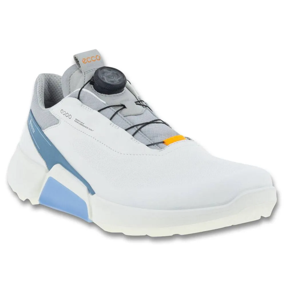 Textured Outsole Shoes ECCO BIOM H4 BOA Spikeless Golf Shoes White/Retro Blue - SS23 Men