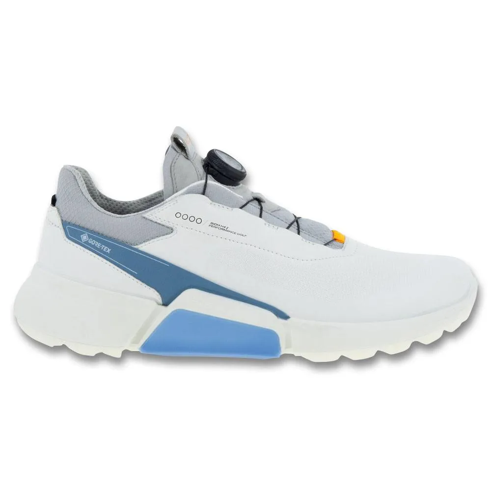 Elastic Fit Shoes Wide Fit Sneakers ECCO BIOM H4 BOA Spikeless Golf Shoes White/Retro Blue - SS23 Men Everyday Shoes Urban Sneakers