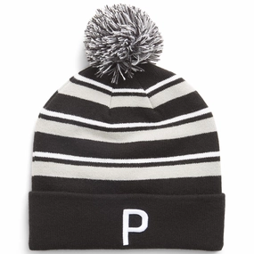 WRMLBL Stripe Pom Beanie Grey/Black Puma men's athletic clothing