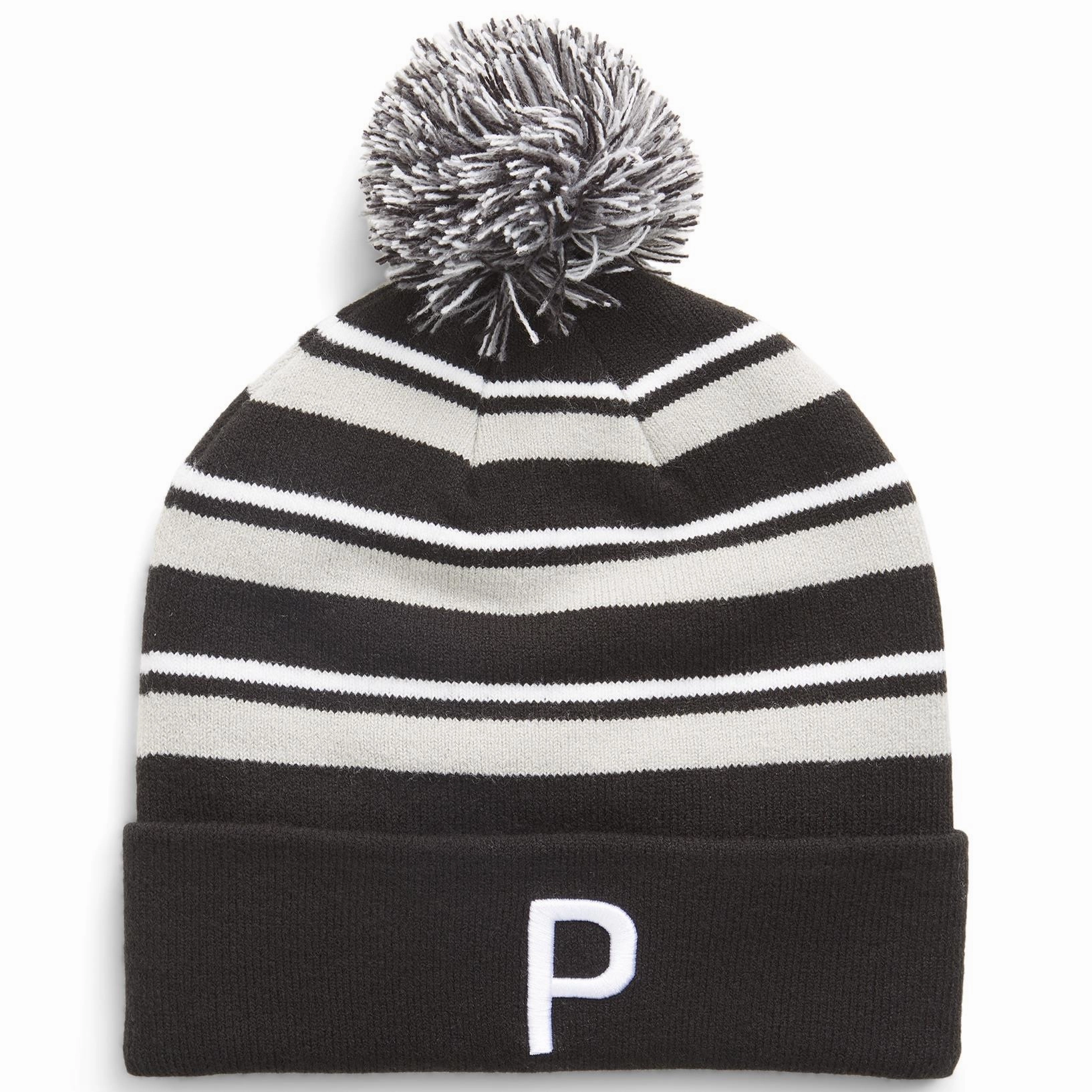 WRMLBL Stripe Pom Beanie Grey/Black Puma men's athletic clothing