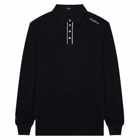 x Jesper Parnevik LS Cotton Pique Polo Black Malbon mens golf lifestyle wear
