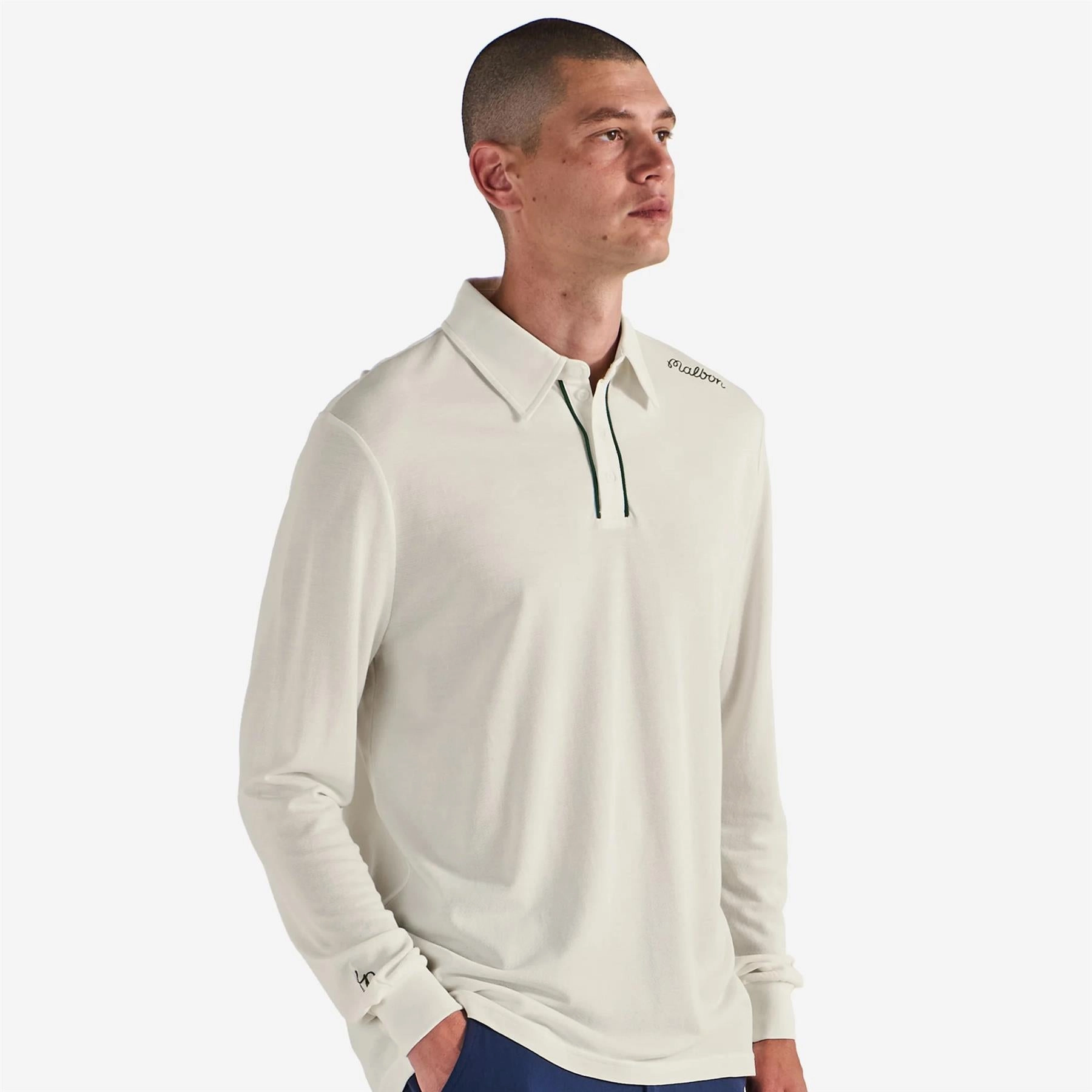 x Jesper Parnevik LS Cotton Pique Polo Cream Malbon mens golf lifestyle wear