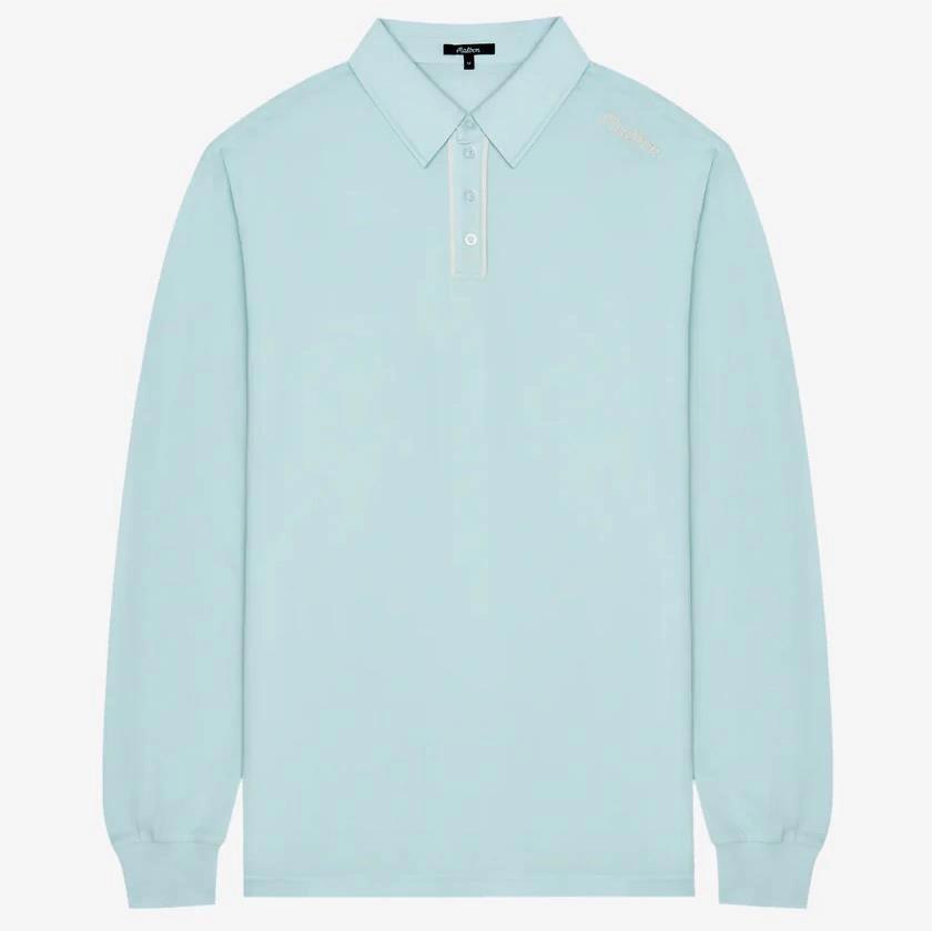 x Jesper Parnevik LS Cotton Pique Polo Ice Blue Malbon Men's Golf Lifestyle Wear