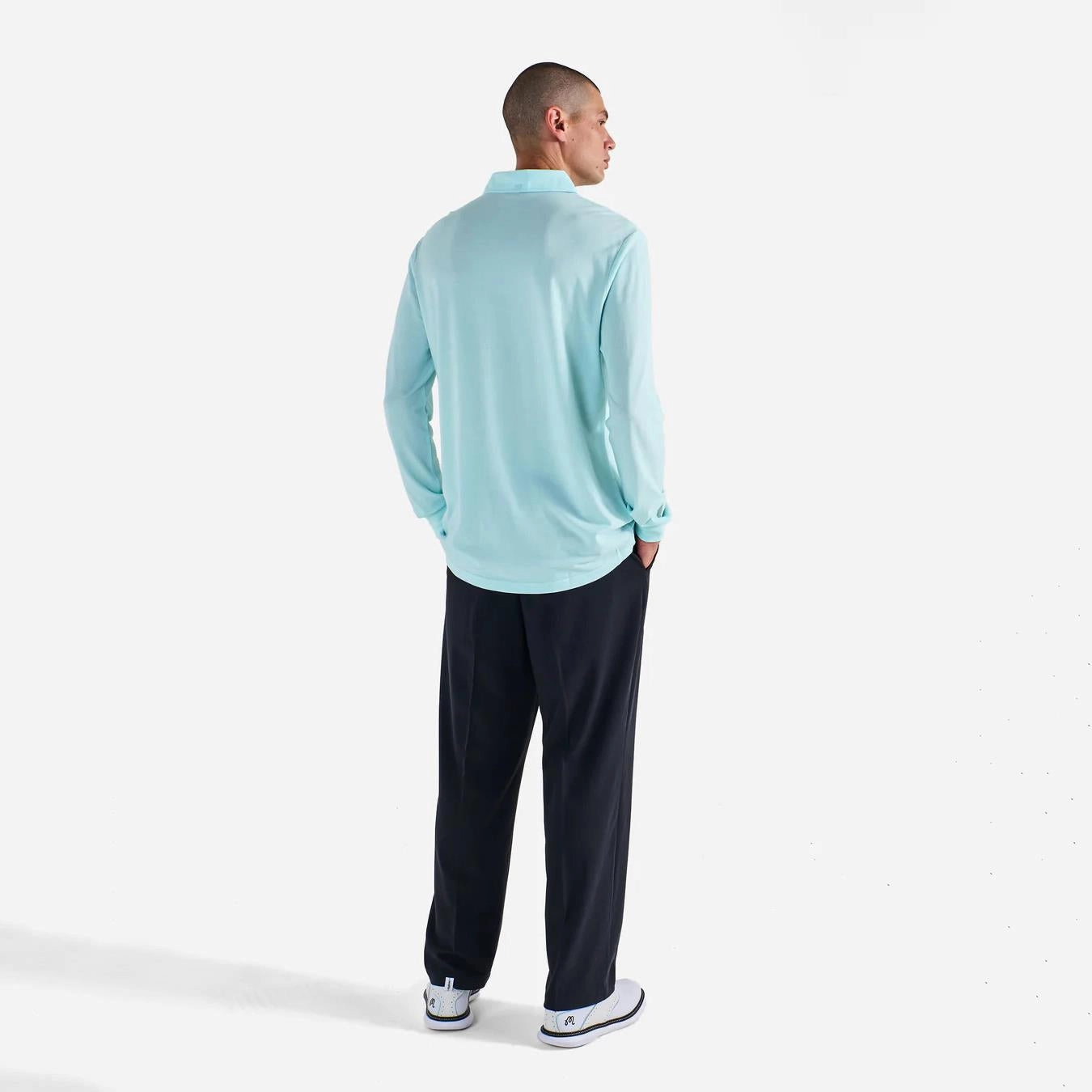 x Jesper Parnevik LS Cotton Pique Polo Ice Blue Malbon Men's Golf Lifestyle Wear