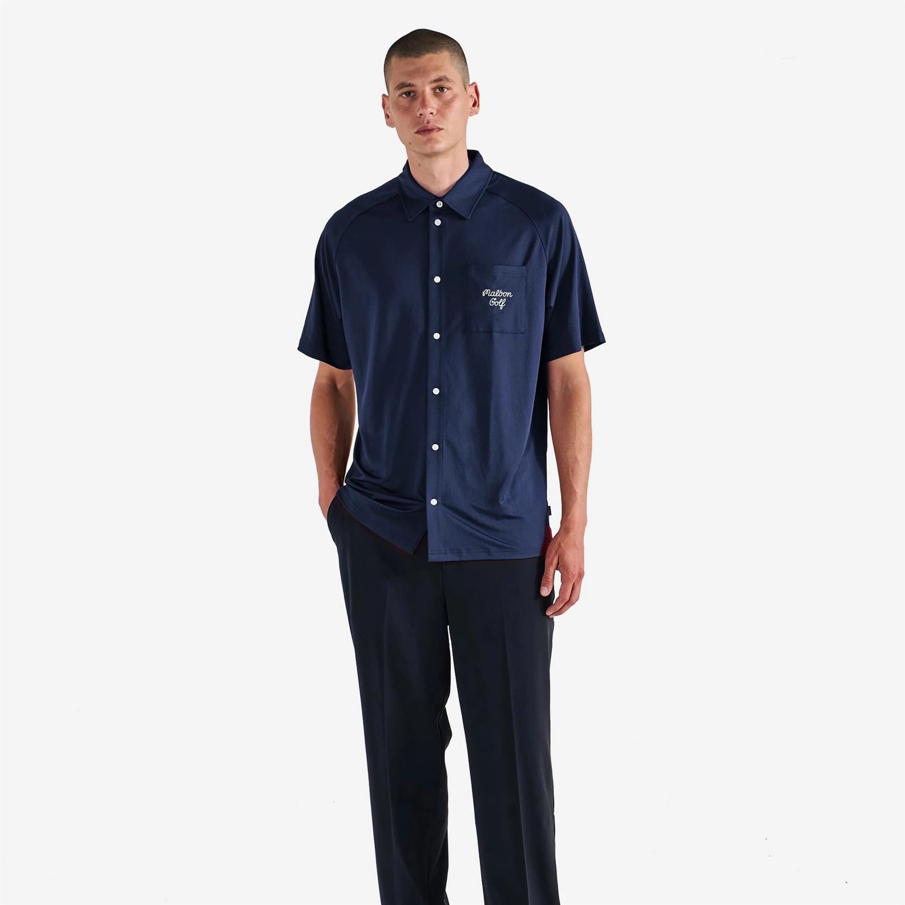 x Jesper Parnevik Osprey Polo Navy Malbon Men's Golf Lifestyle Wear
