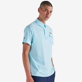 x Jesper Parnevik Single Pocket Cotton Polo Aqua Blue Malbon mens golf lifestyle wear