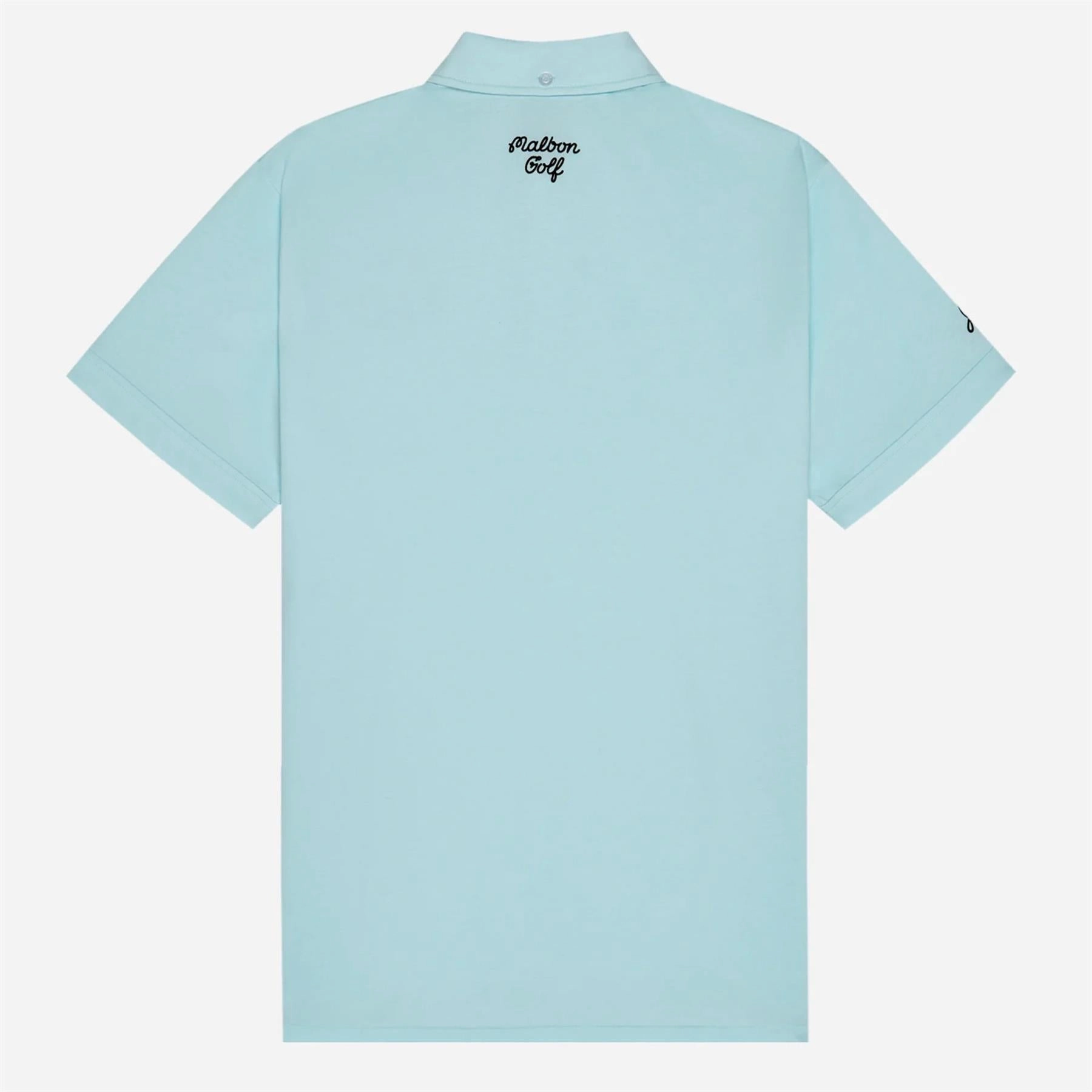 x Jesper Parnevik Single Pocket Cotton Polo Aqua Blue Malbon Men's Golf Lifestyle Wear