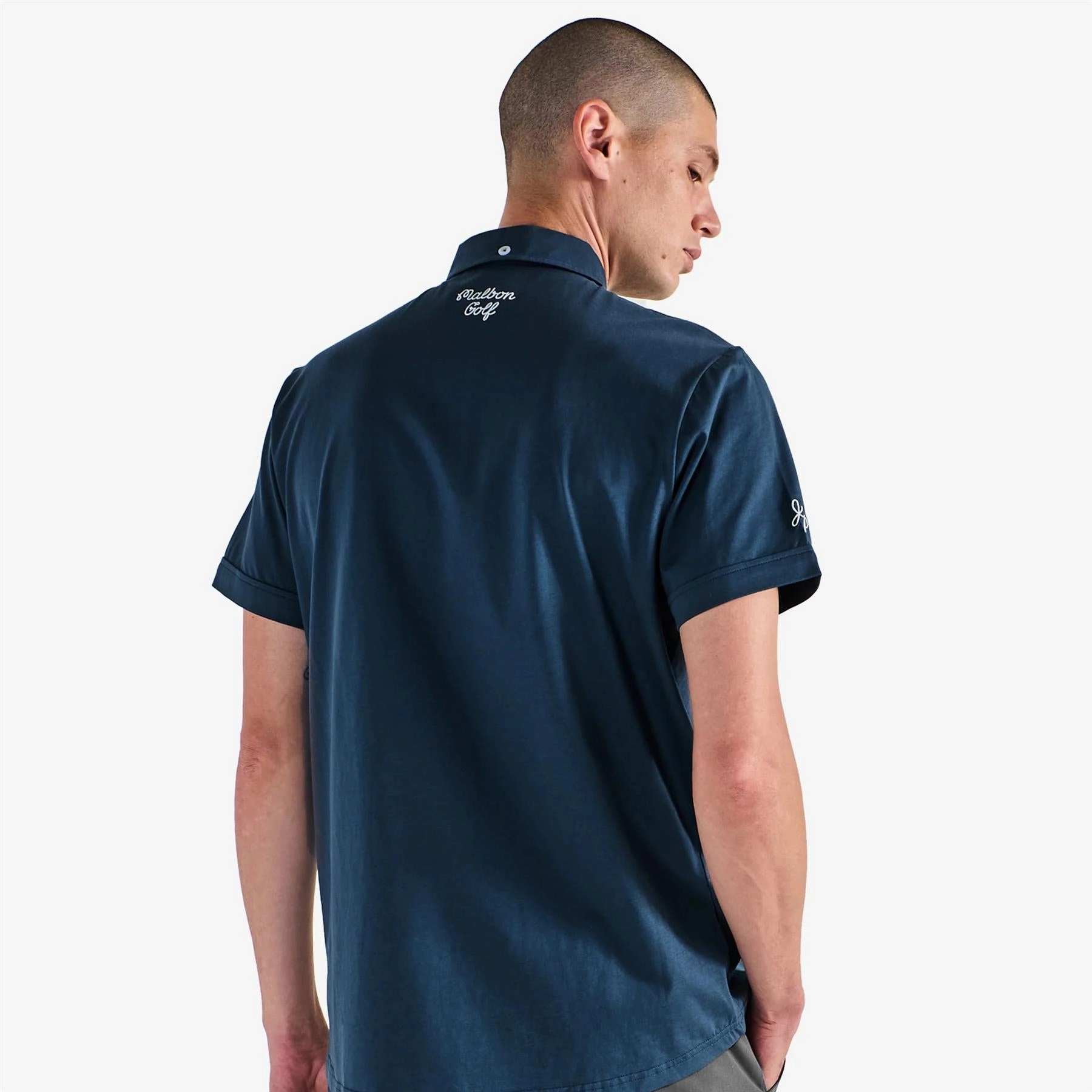 x Jesper Parnevik Single Pocket Cotton Polo Navy Malbon Men's Golf Lifestyle Wear