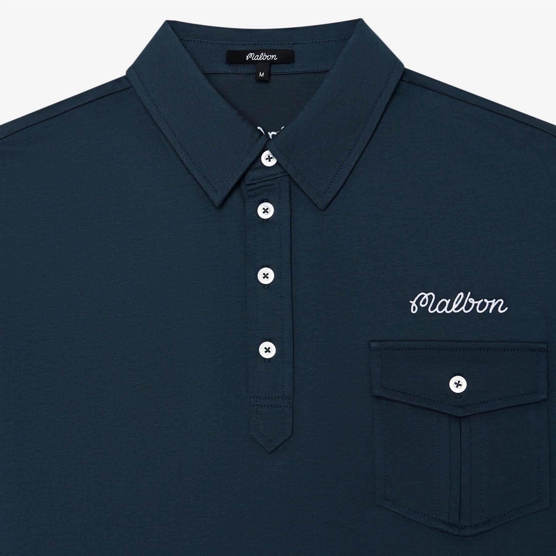 x Jesper Parnevik Single Pocket Cotton Polo Navy Malbon Men's Golf Lifestyle Wear