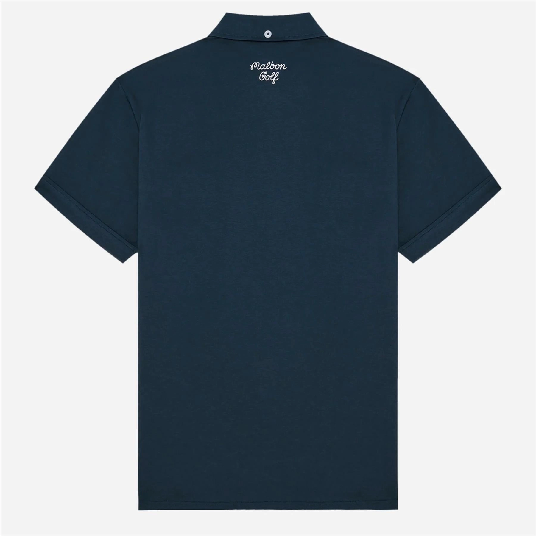 x Jesper Parnevik Single Pocket Cotton Polo Navy Malbon Men's Golf Lifestyle Wear