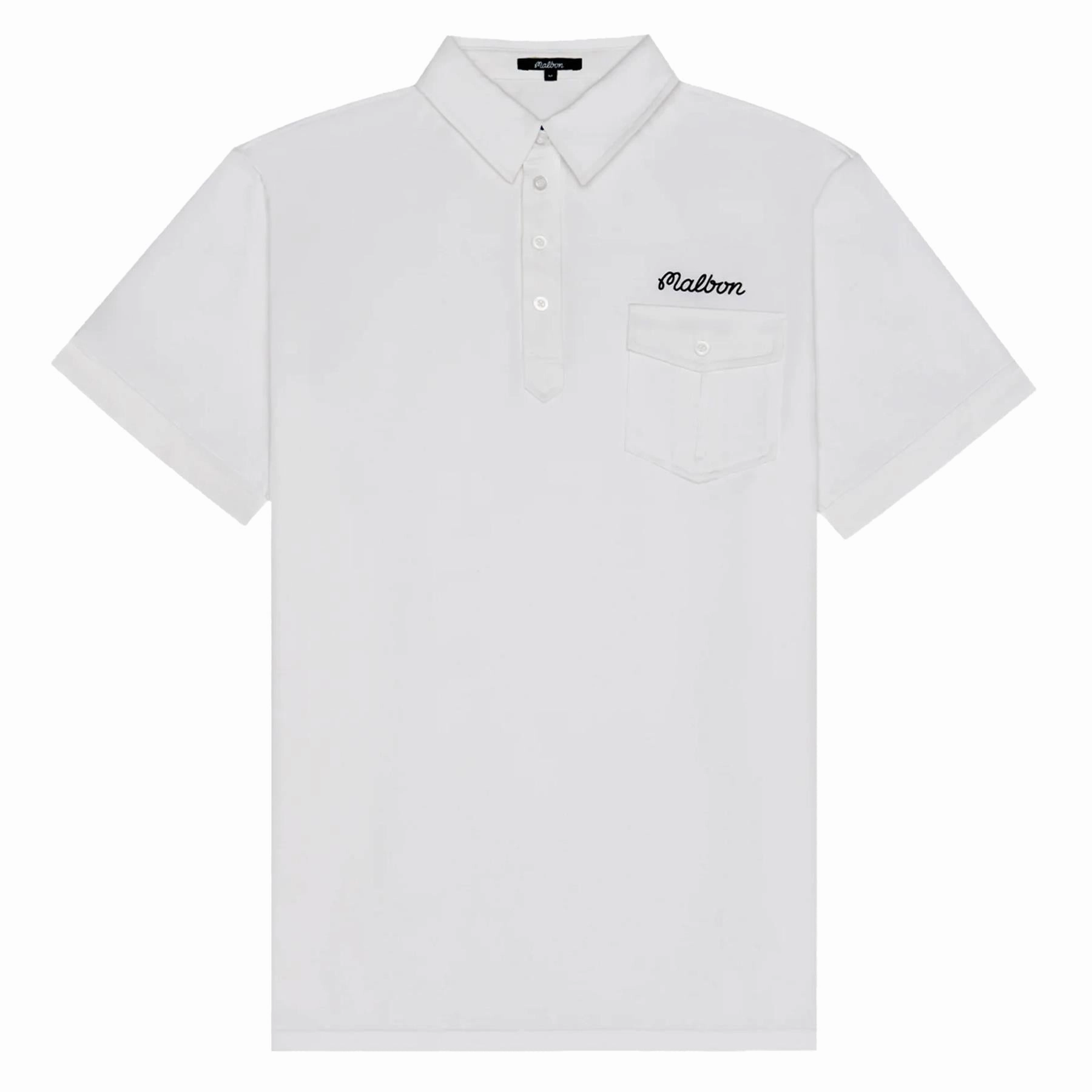 x Jesper Parnevik Single Pocket Cotton Polo White Malbon Men's Golf Lifestyle Wear