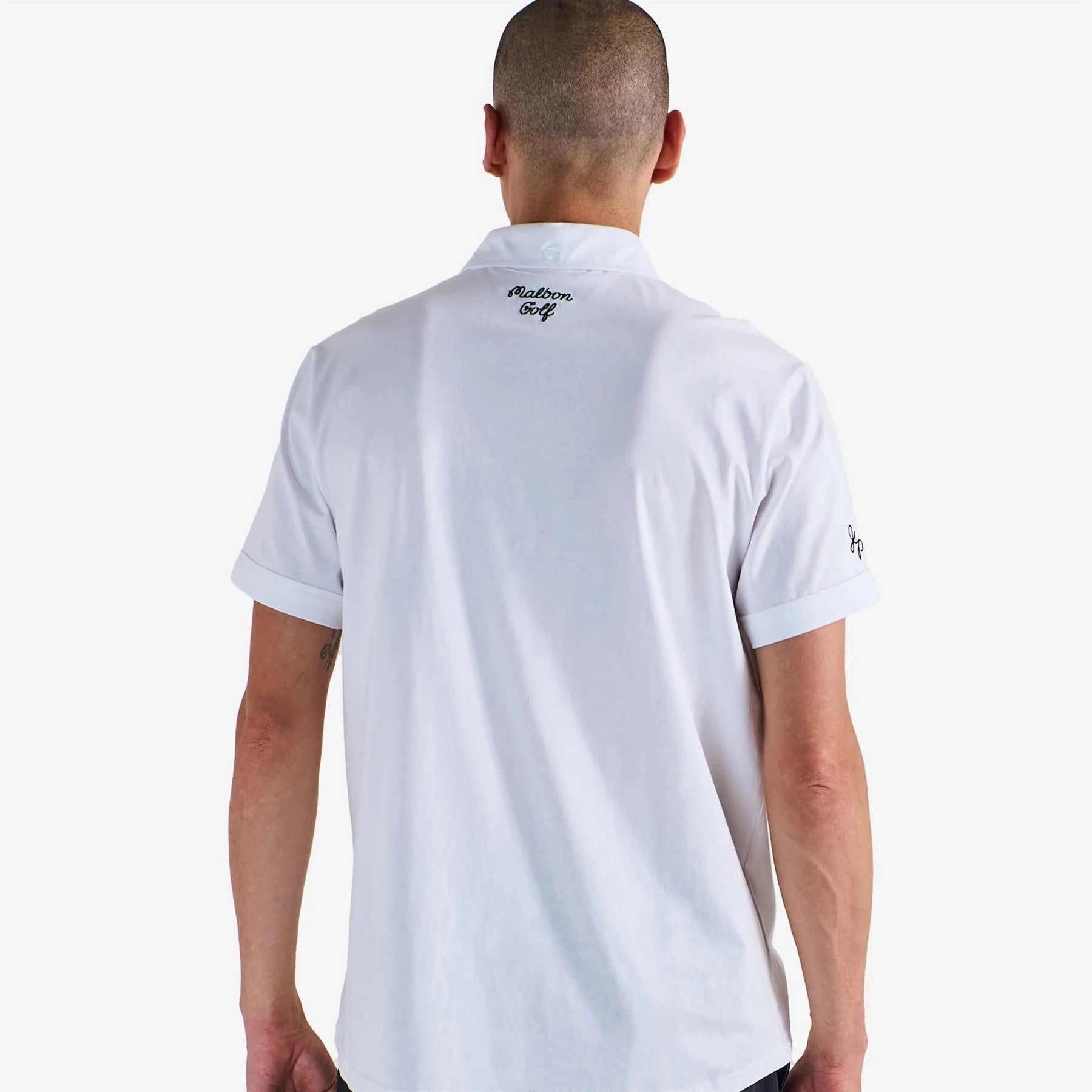 x Jesper Parnevik Single Pocket Cotton Polo White Malbon Men's Golf Lifestyle Wear