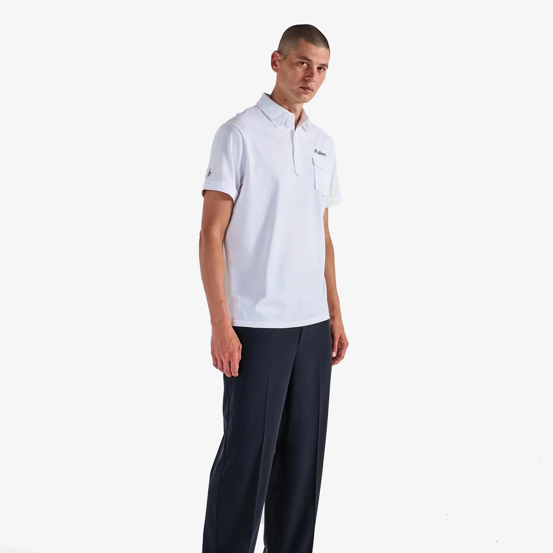 x Jesper Parnevik Single Pocket Cotton Polo White Malbon Men's Golf Lifestyle Wear