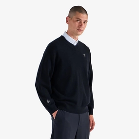 x Jesper Parnevik V-Neck Merino Wool Sweater Black Malbon mens golf lifestyle wear