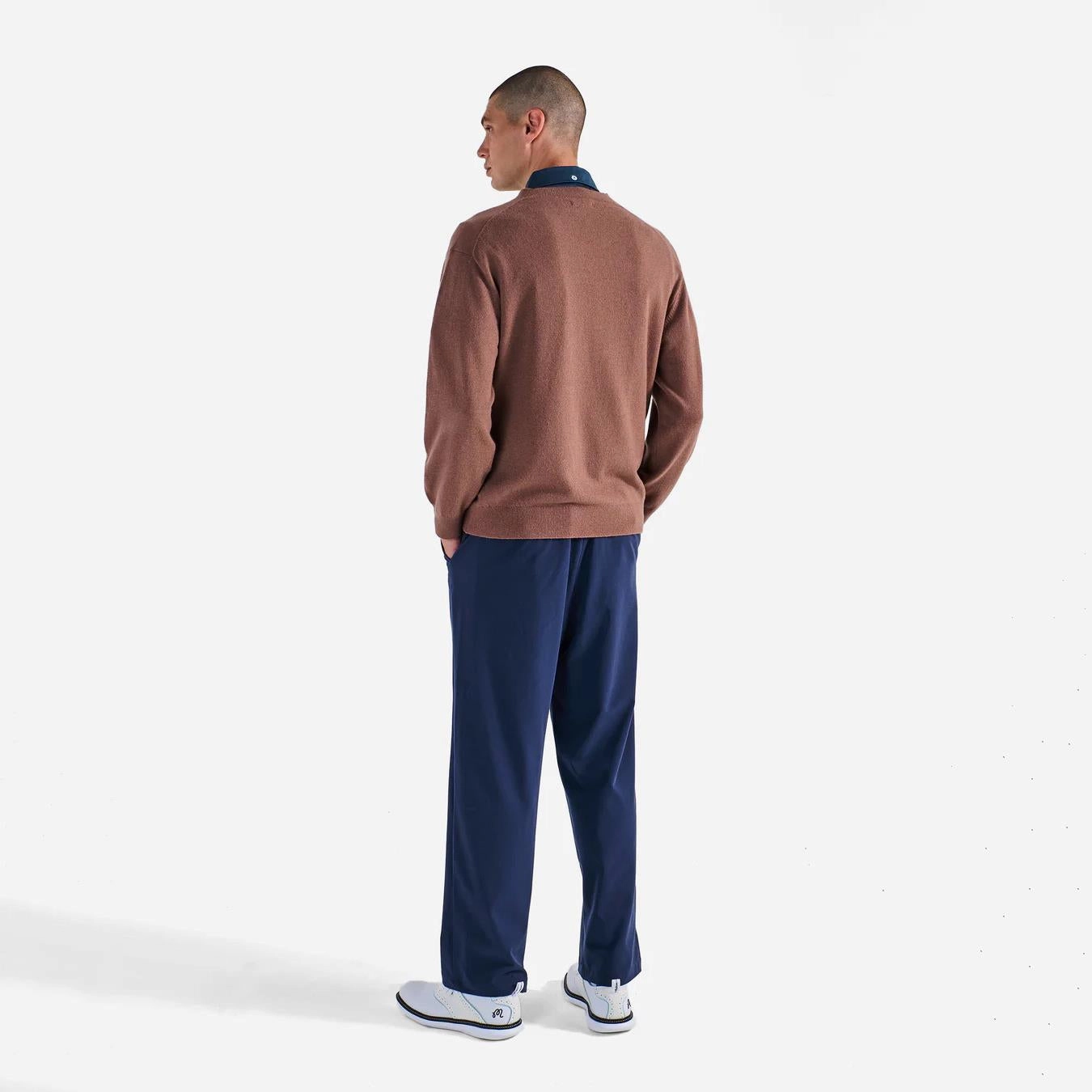 x Jesper Parnevik V-Neck Merino Wool Sweater Chocolate Malbon Men's Golf Lifestyle Wear
