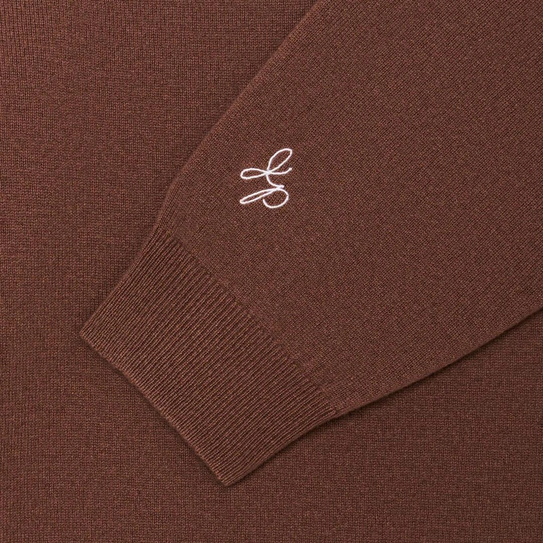 x Jesper Parnevik V-Neck Merino Wool Sweater Chocolate Malbon Men's Golf Lifestyle Wear