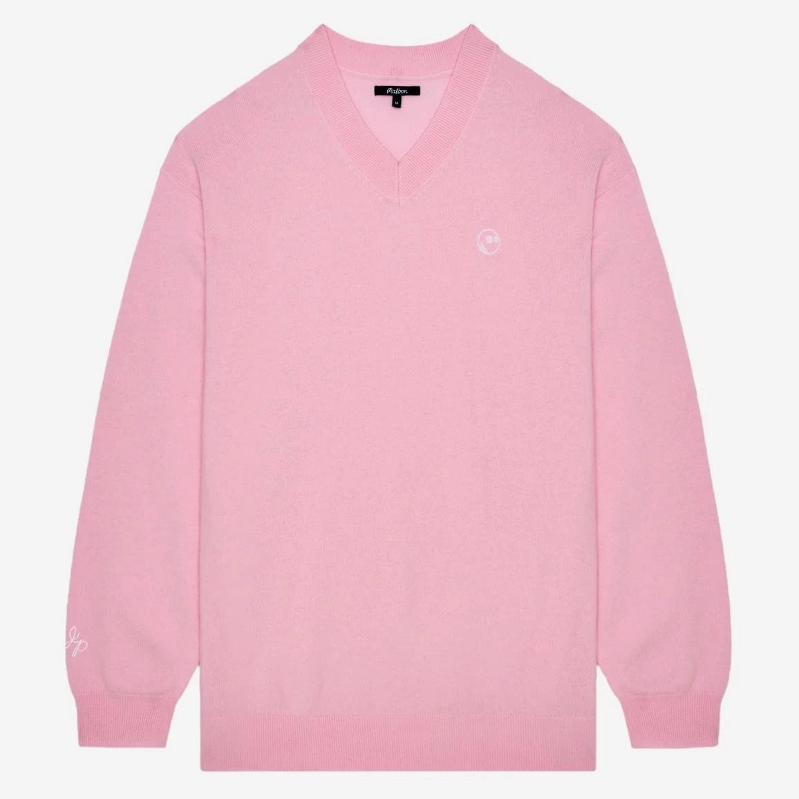 x Jesper Parnevik V-Neck Merino Wool Sweater Pink Malbon Men's Golf Lifestyle Wear