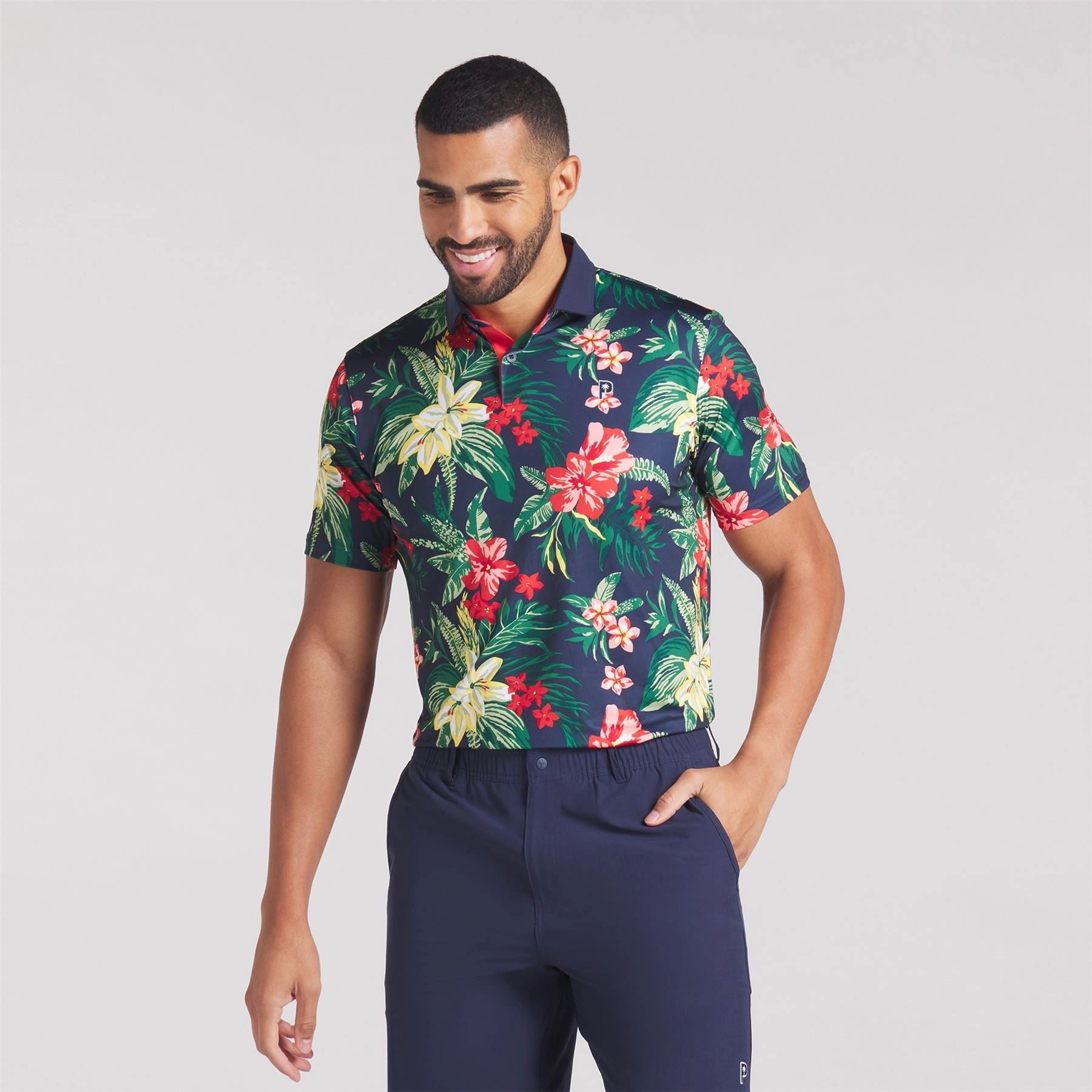 x PTC Floral Polo Deep Navy Puma men's athletic clothing