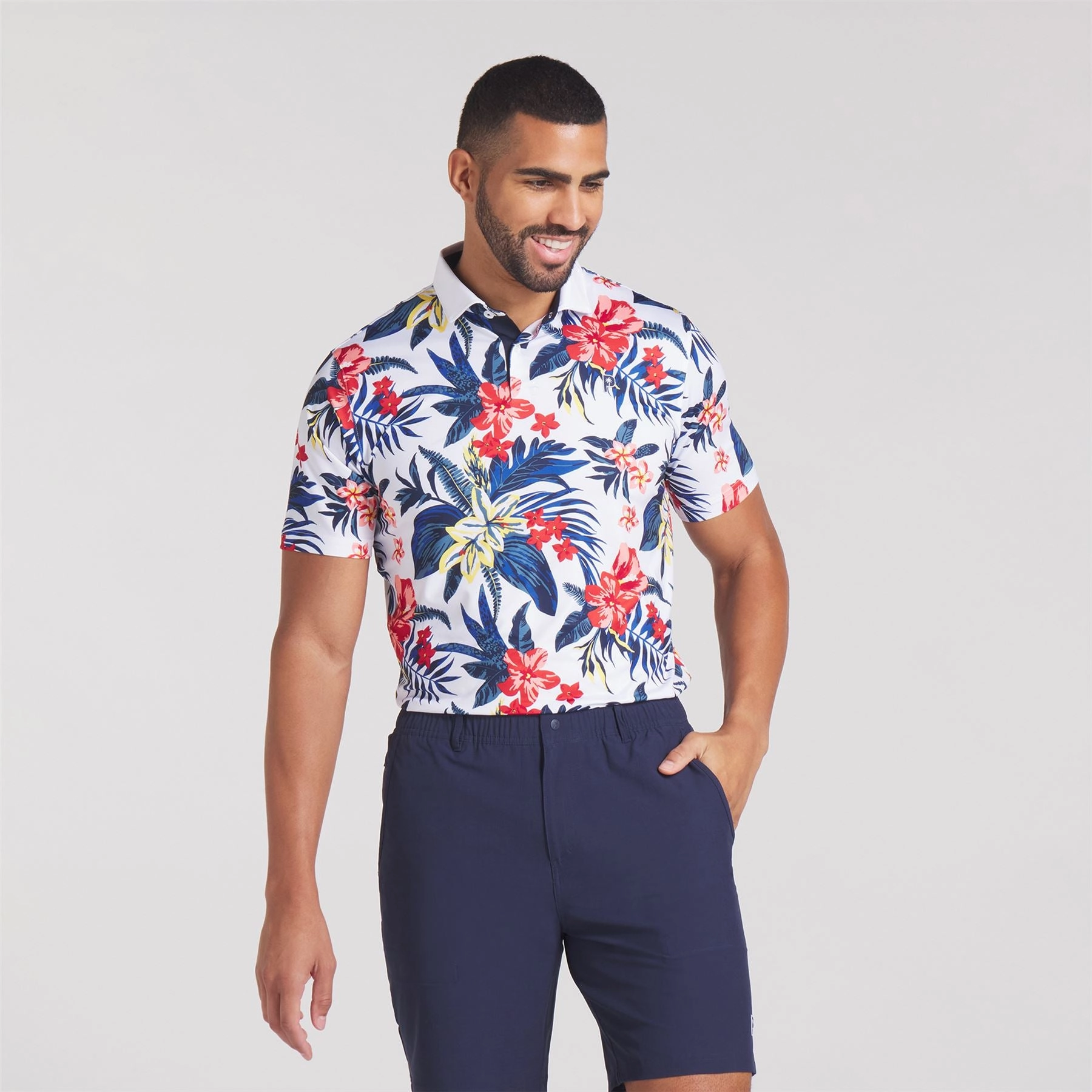 x PTC Floral Polo White Glow Puma men's athletic clothing