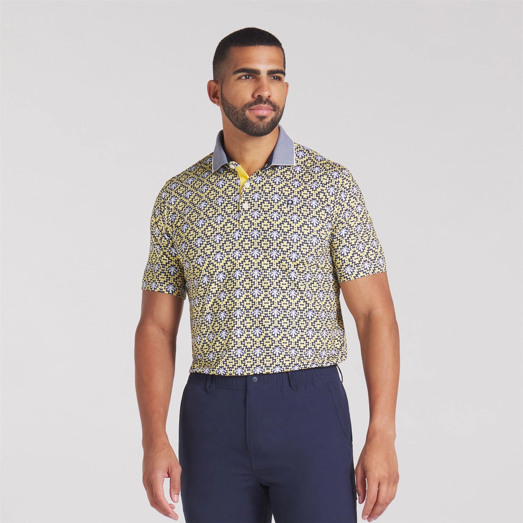 x PTC Tile Polo Red Fire/Sunny Yellow Puma men's athletic clothing