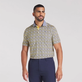 x PTC Tile Polo Red Fire/Sunny Yellow Puma men's athletic clothing