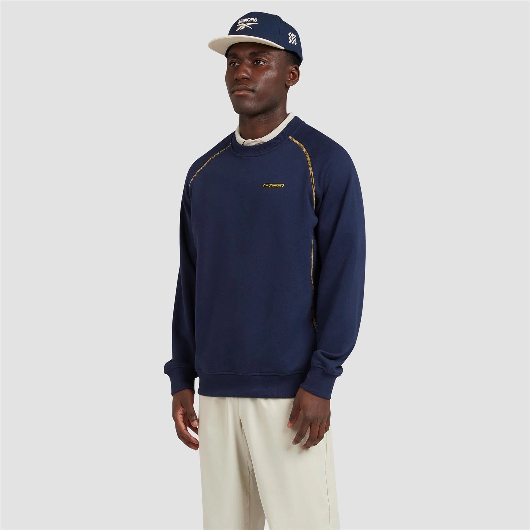 x Reebok Organic Course Pullover Atlantic Blue Manors mens classic apparel